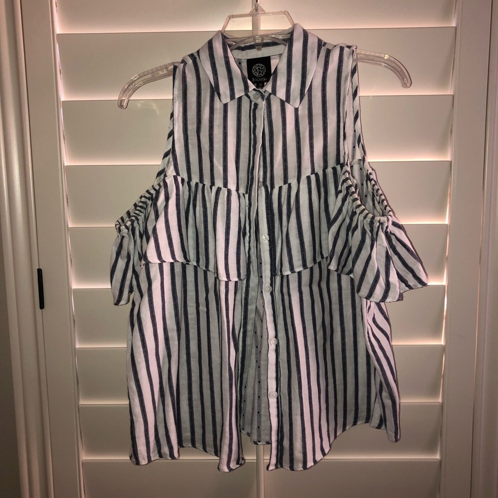 Open Shoulder Striped Top